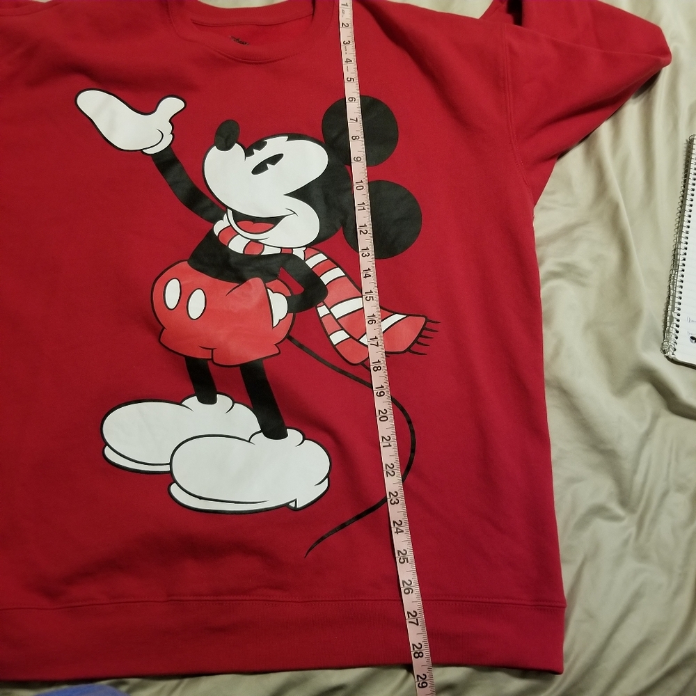 Disney Mickey Mouse Red Scarf Holiday Fleece Lined Unisex Sweatshirt - Picture 11 of 11